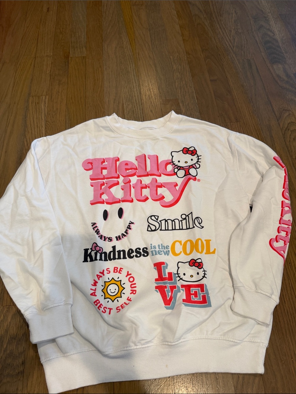 Hello Kitty White Sweatshirt with Pink & Yellow Graphics